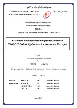 R&eacute;alisation et caract&eacute;risation de jonction Josephson YBaCuO