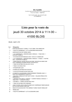 Liste pour la vente du jeudi 30 octobre 2014 &agrave; 11 h