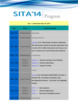 Day 1 : Wednesday May 7th, 2014 Time Room Program