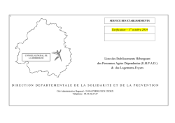 Liste des &eacute;tablissements pour personnes ag&eacute;es au 1er octobre 2014