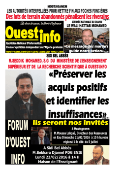 Vendredi 19 et Samedi 20 Février 2016 - Ouest-Info