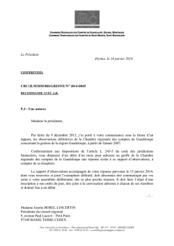 Le Pr&eacute;sident Abymes, le 16 janvier 2014 CRC/JLM/HM/BD/GREFFE