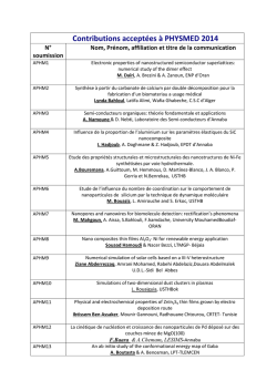 Liste des contributions accept&eacute;es