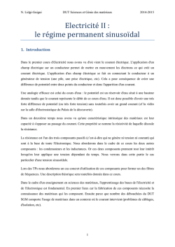Electricite II : le re gime permanent sinuso&iuml; dal - Nathalie Lidgi
