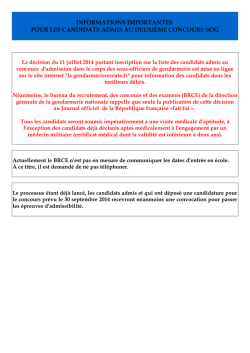 informations importantes pour les candidats admis au deuxi&egrave;me