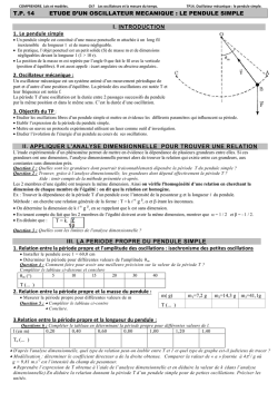 TP14. Etude d`un oscillateur mécanique : le pendule simple