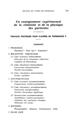 Un enseignement exp&eacute;rimental de la relativit&eacute; et de la physique des