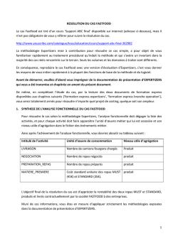 1 RESOLUTION DU CAS FASTFOOD Le cas Fastfood