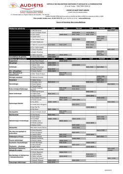 Jours et horaires des consultations M&eacute;decine g&eacute;n&eacute;rale