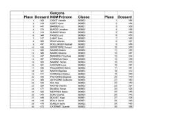 Course filles Course gar&ccedil;ons place Dossard Nom Pr&eacute;nom Classe