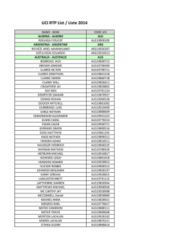 UCI RTP List / Liste 2014