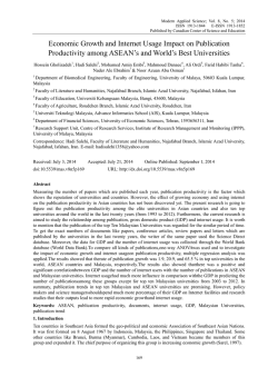 Economic Growth and Internet Usage Impact on Publication Productivity among ASEAN’s and World’s Best Universities