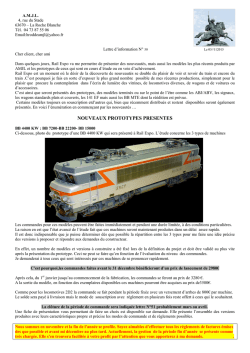 NOUVEAUX PROTOTYPES PRESENTES