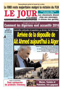 Jeudi 31 12 15 - Le Jour d`Alg&eacute;rie