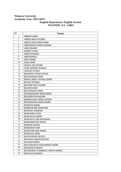 Tlemcen University Academic Year: 2014