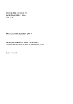 Pr&eacute;sentation musicale 2014