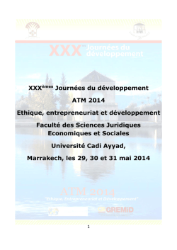 Programme des XXX&egrave;mes journ&eacute;es de D&eacute;veloppement