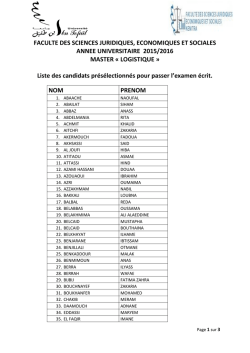 master logistique - Faculté des Sciences Juridiques Economiques et