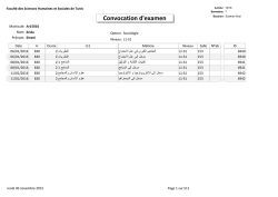 Convocation d`examen - Facult&eacute; des Sciences Humaines et