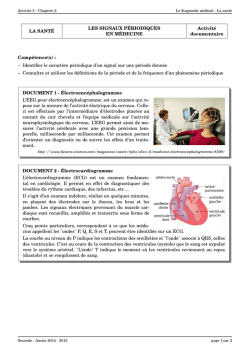 LA SANT&Eacute; LES SIGNAUX P&Eacute;RIODIQUES EN M&Eacute;DECINE Activit&eacute;
