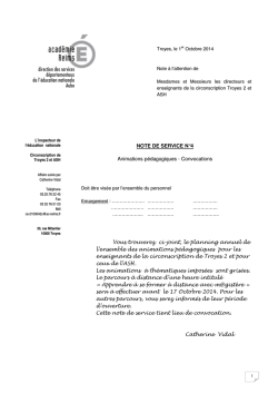 NOTE DE SERVICE N&deg;4 Animations p&eacute;dagogiques