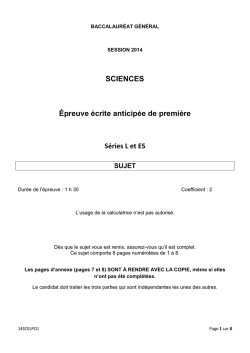 Sujet du bac L - Enseignement Scientifique 2014