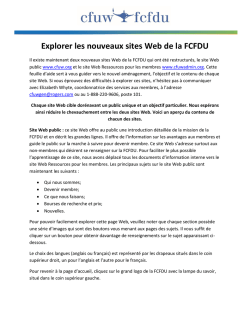 Explorer les nouveaux sites Web de la FCFDU