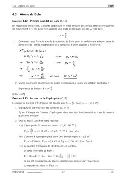 4.3 Atome de Bohr