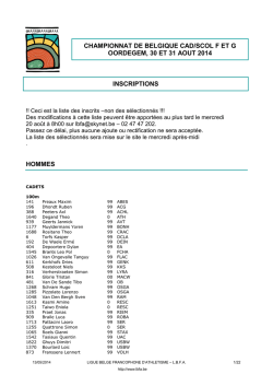 CHAMPIONNAT DE BELGIQUE CAD/SCOL F ET G