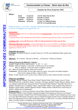Info La Clusaz - St Jean de Sixt du 18 au 24