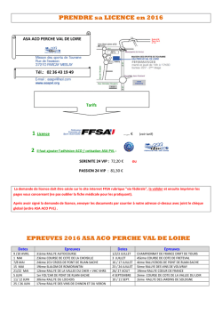 Tarif des licences, cotisations ASA , cotisations ACO
