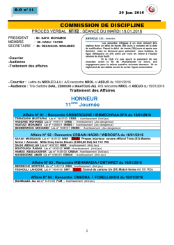 COMMISSION DE DISCIPLINE HONNEUR 11 Journée