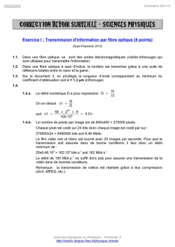 CORRECTION DEVOIR SURVEILLÉ - SCIENCES PHYSIQUES