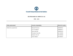 Liste de tous les r&eacute;cipiendaires du M&eacute;rite du CIQ