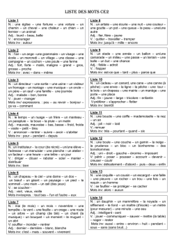 Liste des mots CE2