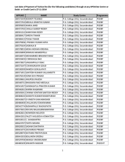 1 Last date of Payment of Tuition fee (for the following candidates