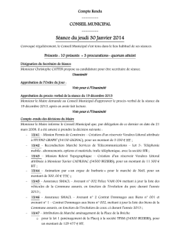 S&eacute;ance du jeudi 30 Janvier 2014