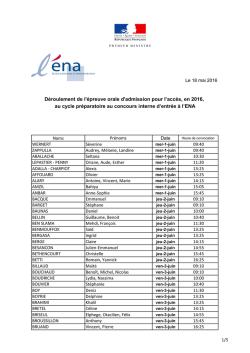 Déroulement de l`épreuve orale d`admission pour l`accès, en 2016