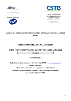 Liste des produits certifi&eacute;s au 01/11/2014 - &Eacute;valuation