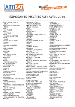 EXPOSANTS INSCrITS Au 8AVrIL 2014