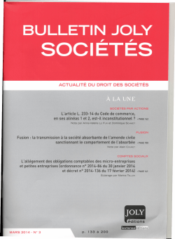 ACTUALIT&Eacute; DU DROIT DES SOCI&Eacute;T&Eacute;S
