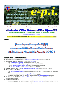 e-Paroisse Info N&deg;272 du 26 d&eacute;cembre 2015 au 03 janvier 2016