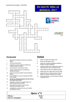 Quizz n&deg;3 EN ROUTE VERS LE MONDIAL 2017