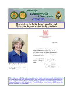 Message from the Dental Corps Colonel in Chief Message du