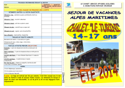 PLAQUETTE INFOS Chalet Le Turini- ETE 2014