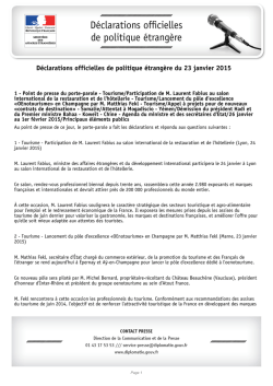 D&eacute;clarations officielles de politique &eacute;trang&egrave;re du 23 janvier 2015