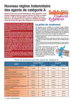 Nouveau régime indemnitaire des agents de catégorie A