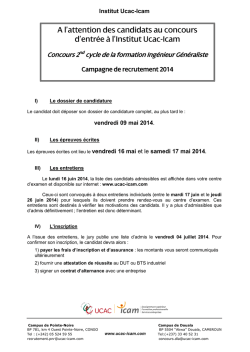 Télécharger le dossier de candidature pour le - Institut Ucac-Icam