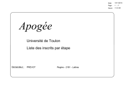 Université de Toulon Liste des inscrits par étape
