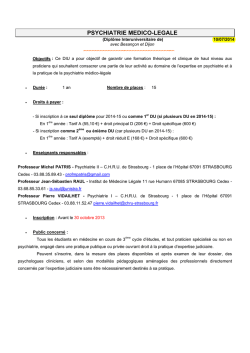 Psychiatrie m&eacute;dico-l&eacute;gale - Facult&eacute; de M&eacute;decine de Strasbourg
